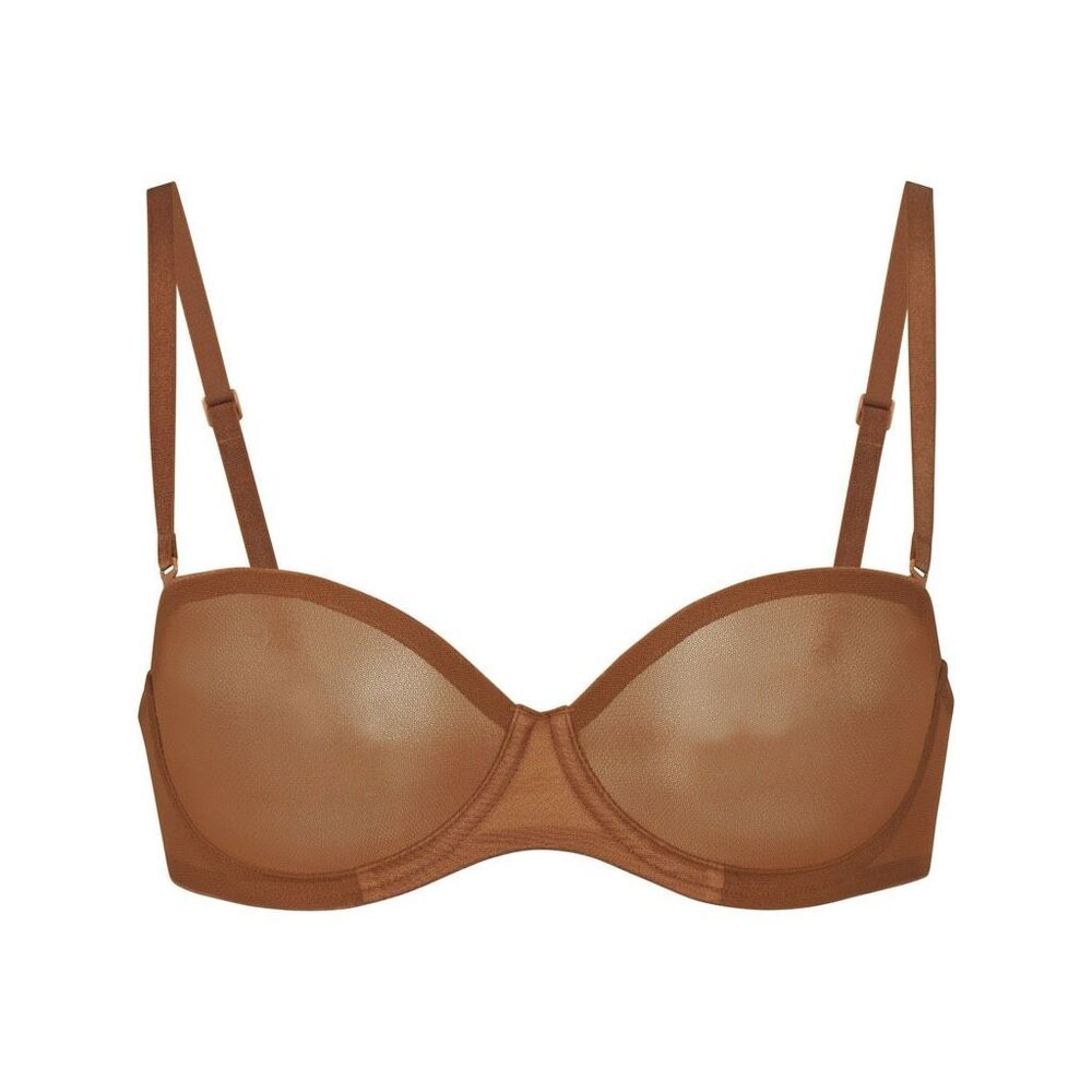SKIMS Ultra‎ Fine Mesh Multiway Strapless Bronze Bra NWT 44C